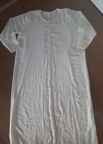 Uzun Beyaz Kadın Bohem Salaş Elbise - Görsel 2