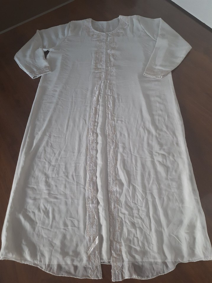 Uzun Beyaz Kadın Bohem Salaş Elbise - Görsel 4