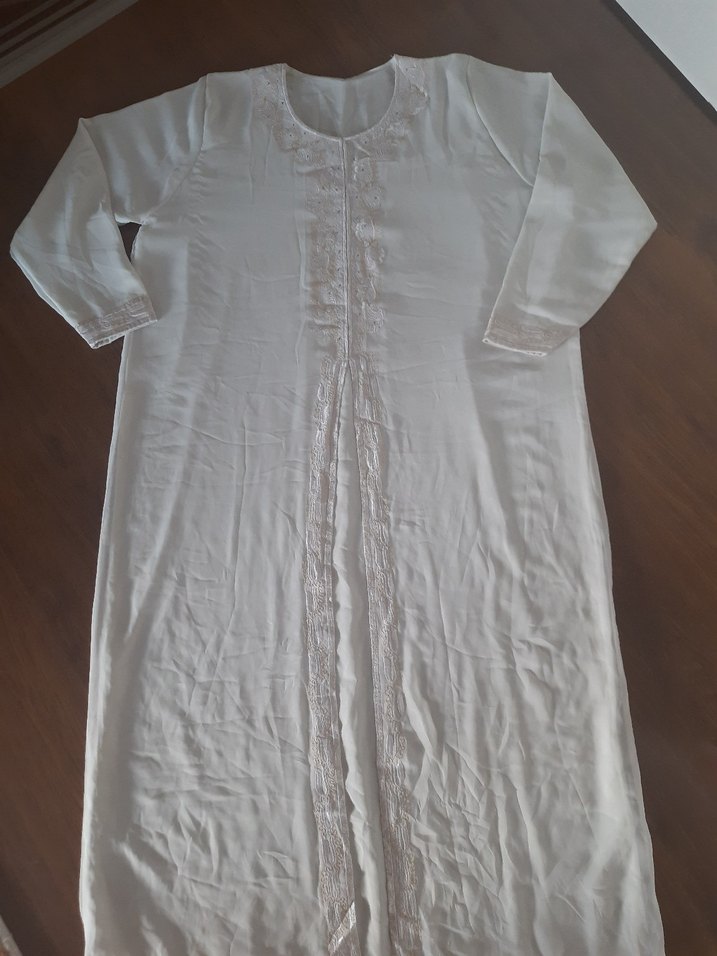 Uzun Beyaz Kadın Bohem Salaş Elbise - Görsel 2