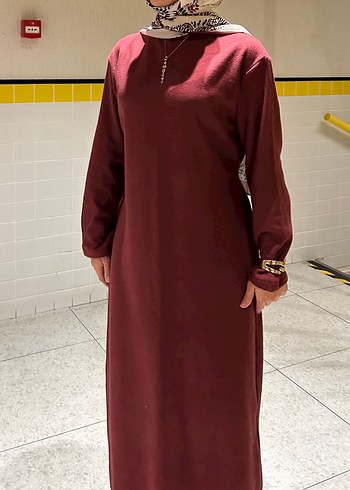 Uzun Kollu Belden Bağlamalı Elbise - Görsel 3