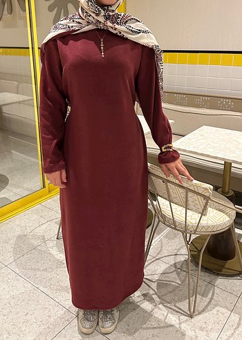 Uzun Kollu Belden Bağlamalı Elbise - Görsel 4