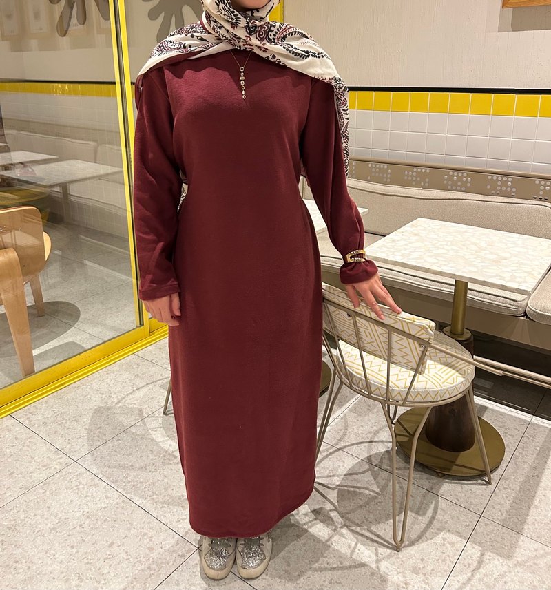 Uzun Kollu Belden Bağlamalı Elbise - Görsel 4