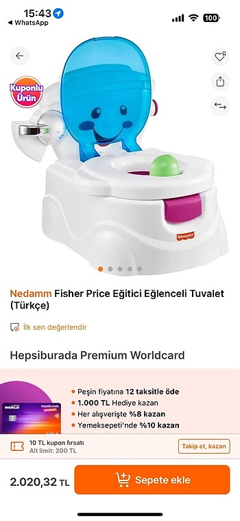 Fısher price eğitici tuvalet müzikli