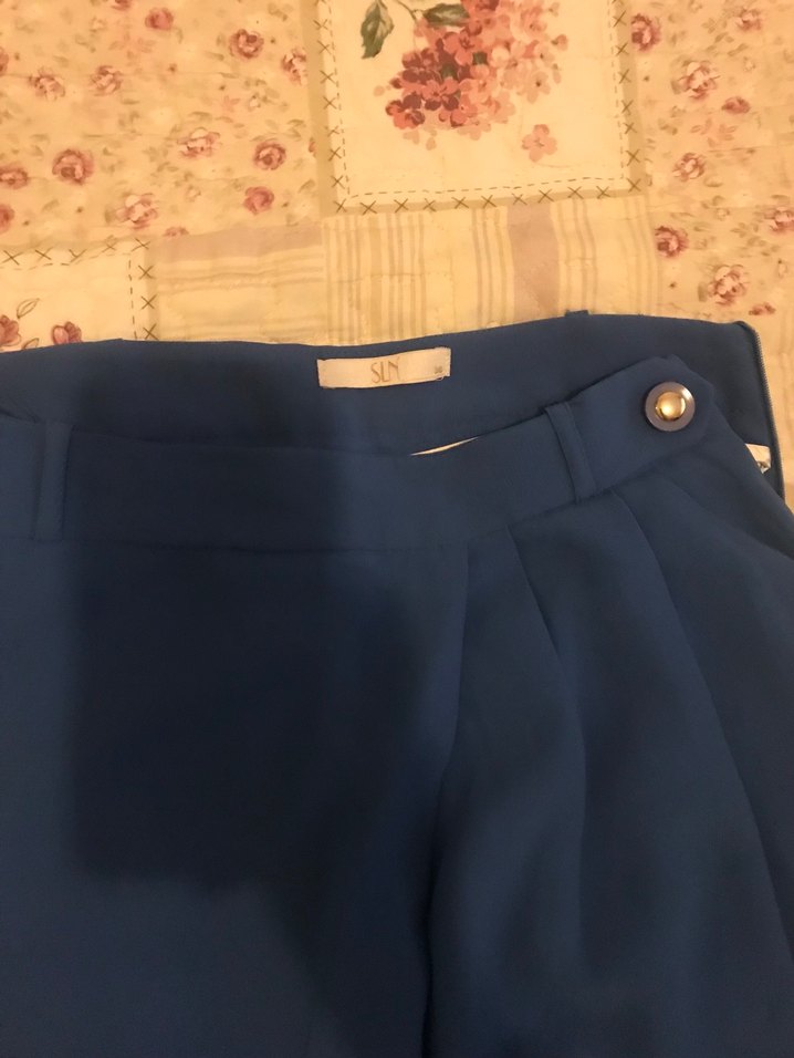 Mavi Kadın Pilili Midi Kumaş Pantolon - Görsel 3