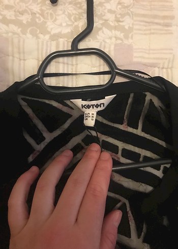 Dantel Detaylı Siyah Desenli Midi Ceket - Görsel 3