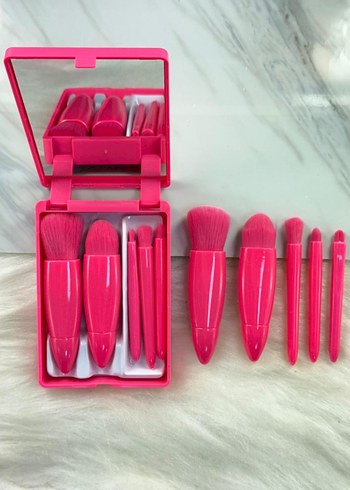 Renkli Pembe Makyaj Fırça Seti