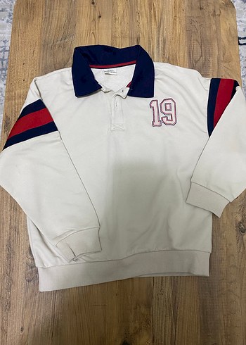 Düğmeli Erkek Çocuk Beyaz Sweatshirt