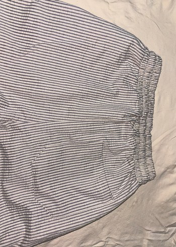 Gri Çizgili Keten Midi Pantolon - Görsel 6