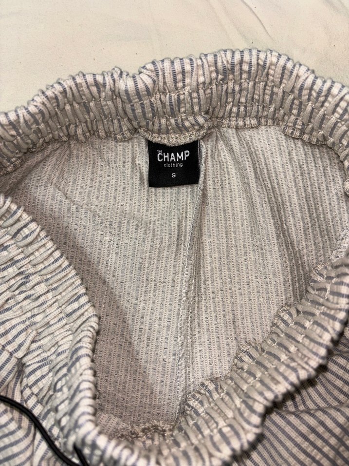 Gri Çizgili Keten Midi Pantolon - Görsel 5