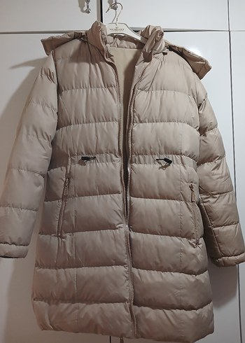 Bej Kadın Midi Kışlık Mont