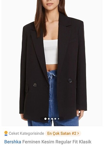 Bershka Feminen Kesim Regular Fit Klasik Kruvaze Blazer 