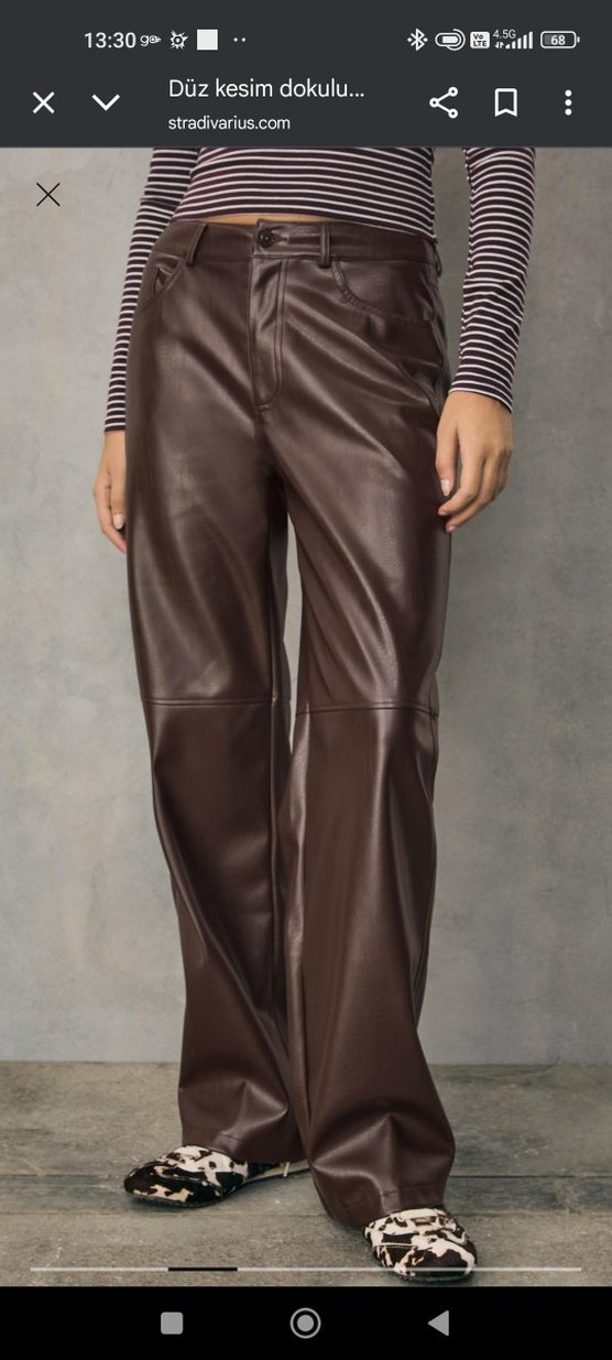 Kahverengi Deri Pantolon - Görsel 3