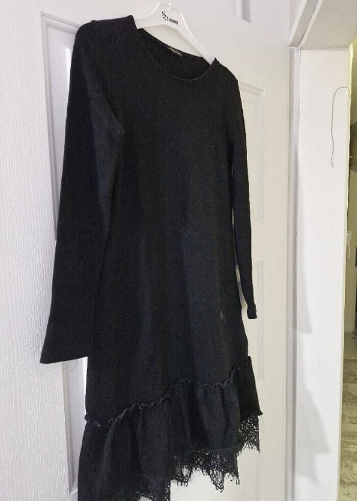 Siyah kış sonbahar elbisesi   - Görsel 3