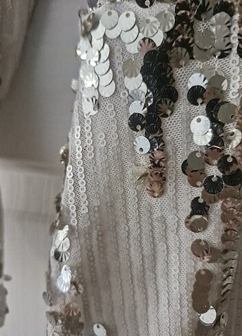 Pul payetli uzun elbise - Görsel 5