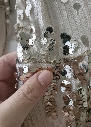 Pul payetli uzun elbise - Görsel 6