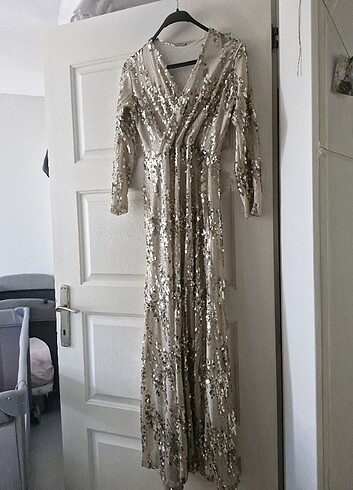 Pul payetli uzun elbise - Görsel 9