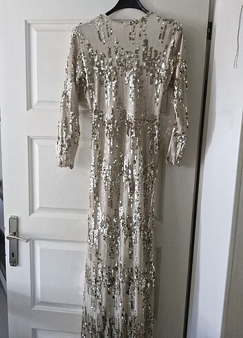 Pul payetli uzun elbise - Görsel 12