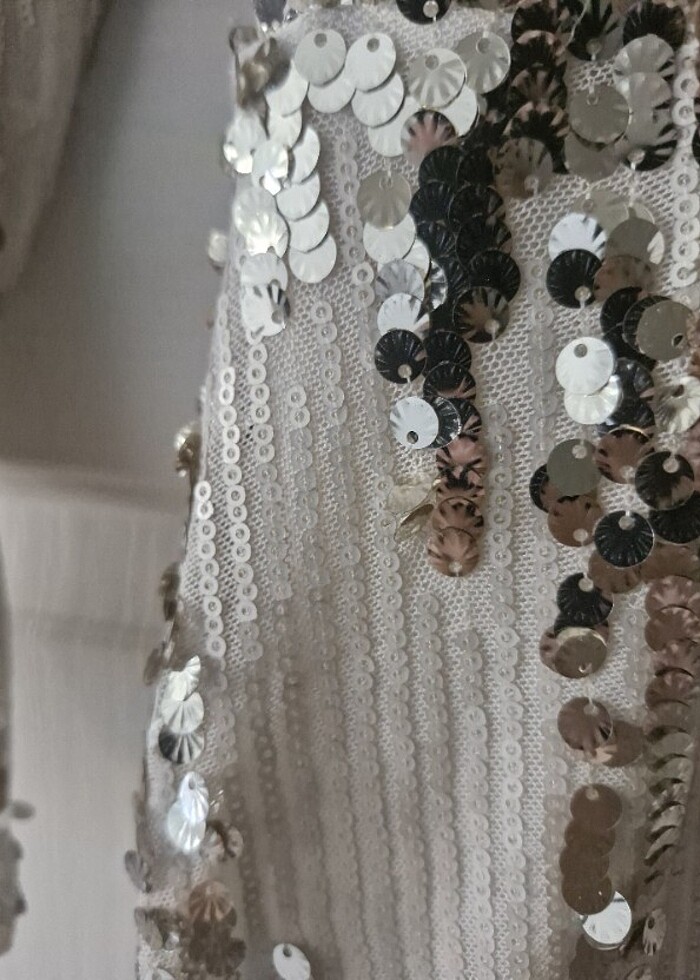 Pul payetli uzun elbise - Görsel 5