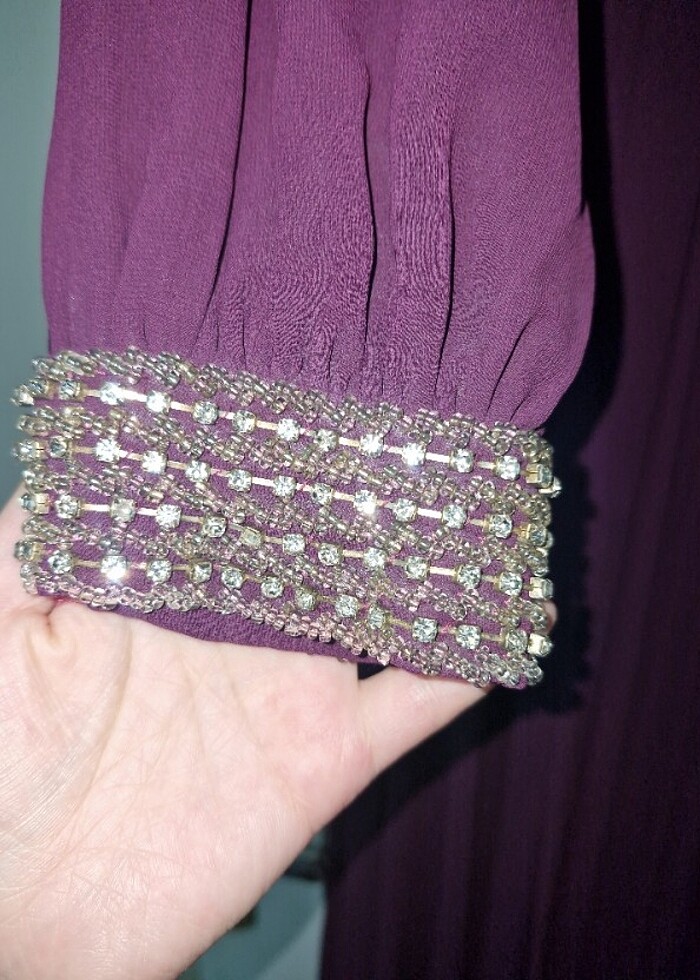 Tesettur abiye kapali abiye mürdüm abiye uzun abiye - Görsel 2