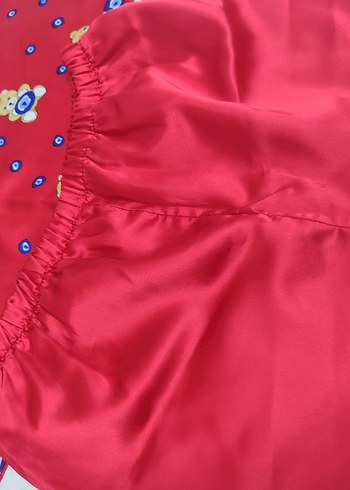 m Beden kırmızı Renk Kırmızı Ayıcık Desenli Kadın Mini Pijama Takımı