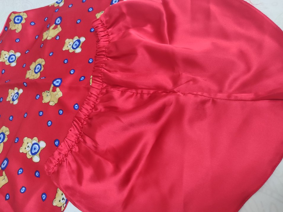 Kırmızı Ayıcık Desenli Kadın Mini Pijama Takımı - Görsel 4