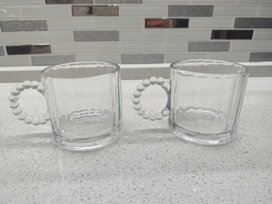 Şeffaf boncuk Kulplu Cam Bardak - Görsel 3