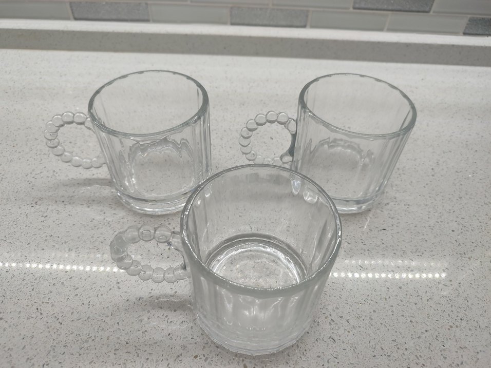 Şeffaf boncuk Kulplu Cam Bardak - Görsel 2