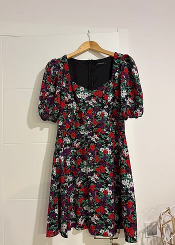 Çiçek Desenli Vintage Midi Elbise