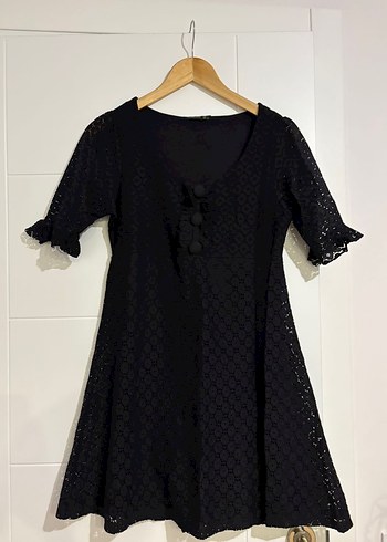 Topshop Düğmeli V Yaka Siyah Vintage Bluz