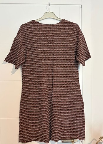Zara V Yaka Kısa Kollu Bohem Örme Elbise
