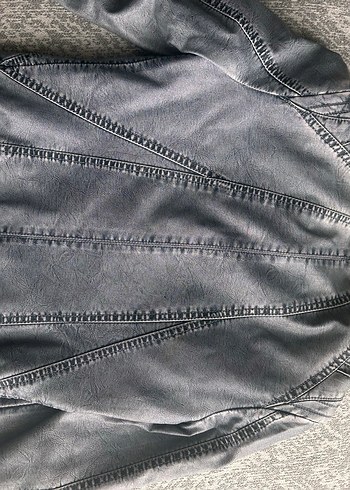 s Beden gri Renk açık mavi Denim Kadın Deri Ceket