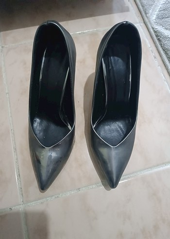 Diğer Platin Gri Rugan Stiletto Kadın Topuklu Ayakkabı