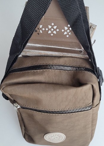 Bej Deri Kadın Çapraz Çanta Fermuarlı - Görsel 4