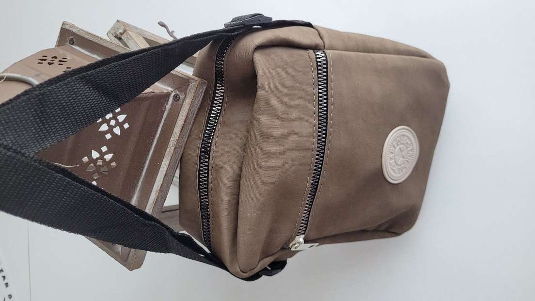 Bej Deri Kadın Çapraz Çanta Fermuarlı - Görsel 3