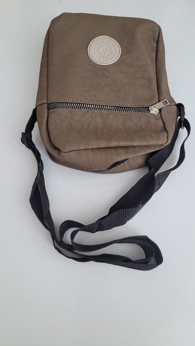 Bej Deri Kadın Çapraz Çanta Fermuarlı - Görsel 2