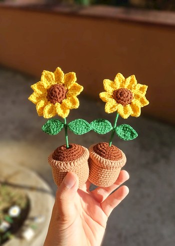 El Örgüsü Papatya Saksı Çiçekler - Görsel 3