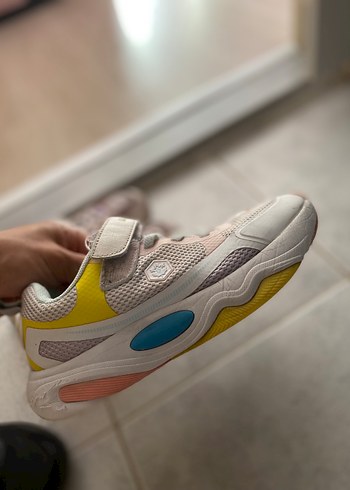 Kız Çocuk Gri Çok Renkli Spor Ayakkabı Velcro - Görsel 6