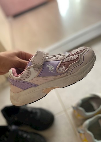 Kız Çocuk Gri Çok Renkli Spor Ayakkabı Velcro - Görsel 7