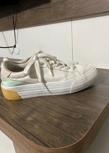 Beyaz Pastel Platform Topuklu Kadın Spor Ayakkabı - Görsel 3