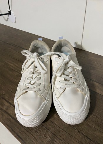 Beyaz Pastel Platform Topuklu Kadın Spor Ayakkabı - Görsel 5