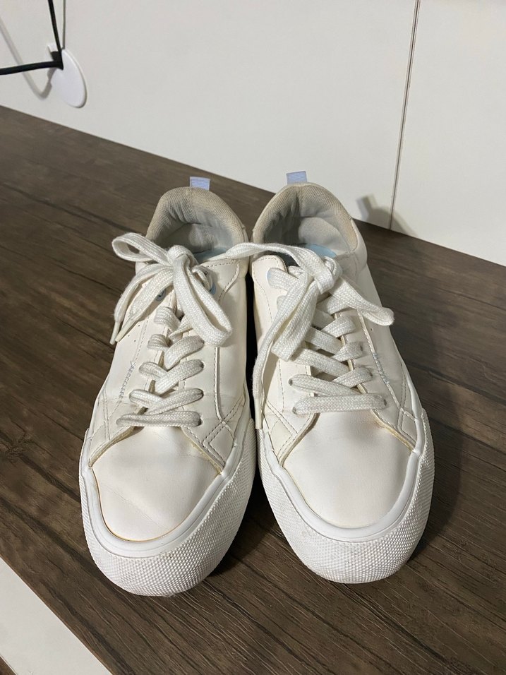 Beyaz Pastel Platform Topuklu Kadın Spor Ayakkabı - Görsel 5