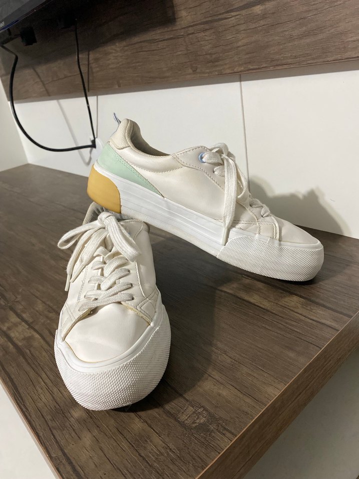 Beyaz Pastel Platform Topuklu Kadın Spor Ayakkabı - Görsel 2