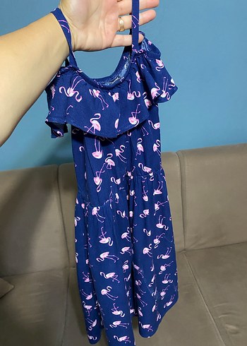 Flamingo desenli kumaş elbise - Görsel 3