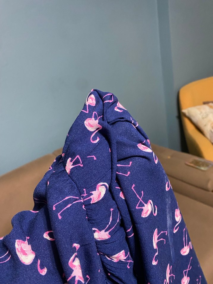 Flamingo desenli kumaş elbise - Görsel 5