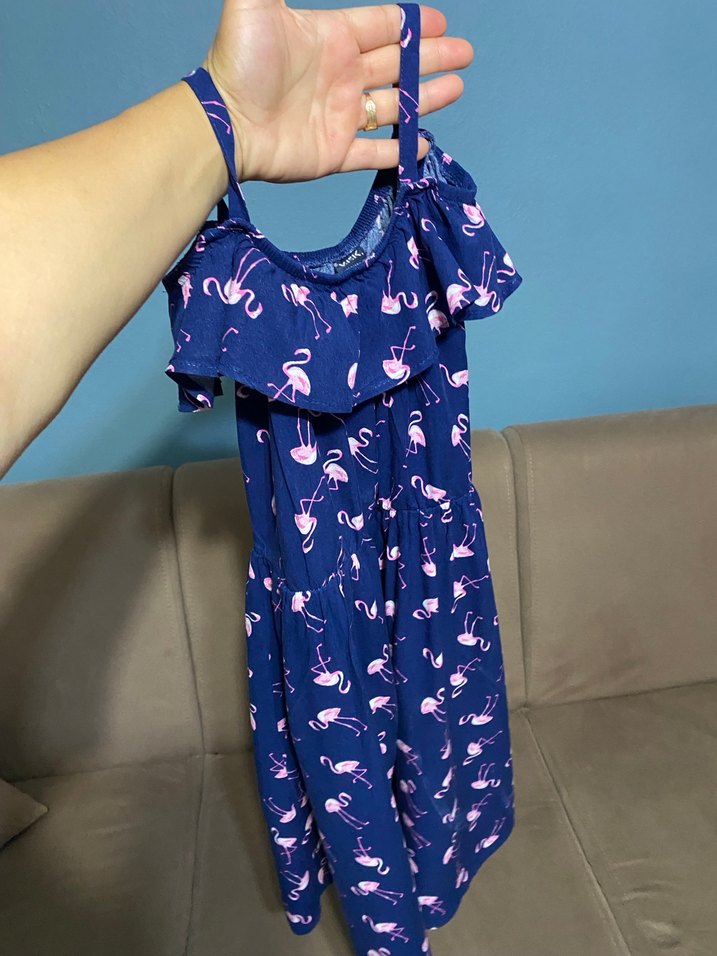 Flamingo desenli kumaş elbise - Görsel 4