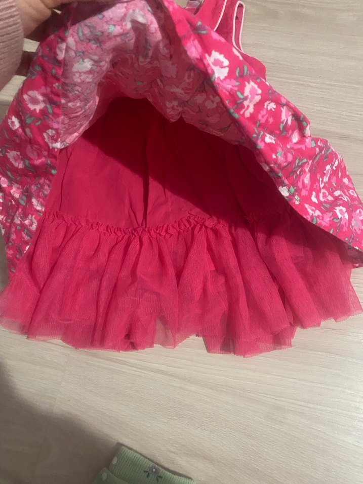 2 li Çiçek Desenli Uzun Kollu Kız Elbisesi - Görsel 3