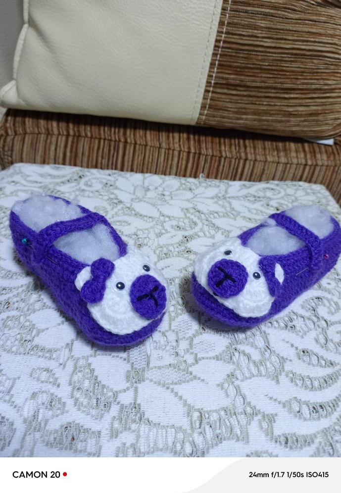 Renkli Örgü Bebek Patik - Görsel 4