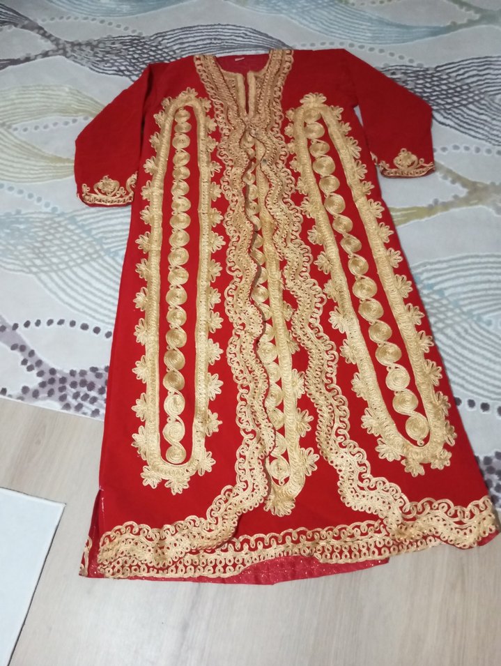 Kırmızı Nakışlı Uzun Bohem Kadın Hint Elbisesi - Görsel 2