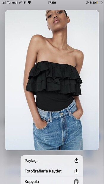 zara fırfırlı straplez body