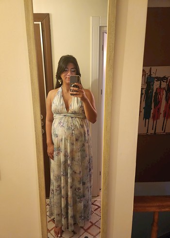 Uzun Boyundan Bağlamalı Batik Elbise - Görsel 4